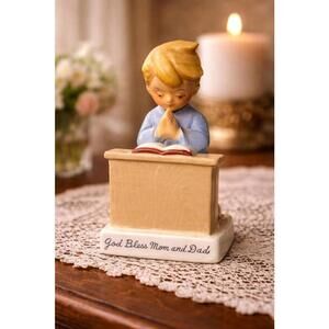 Armark Japan 1950s Praying Boy Figurine “God Bless Mom and Dad”, 4.5”